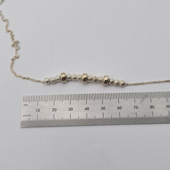 24 Inch Sterling Silver Two Tone Beaded Adjustable Chain Necklace A3960 - Picture 6 of 7